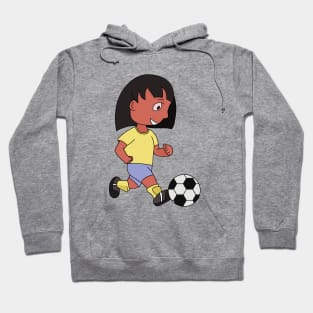 Drawing of a girl playing football Hoodie